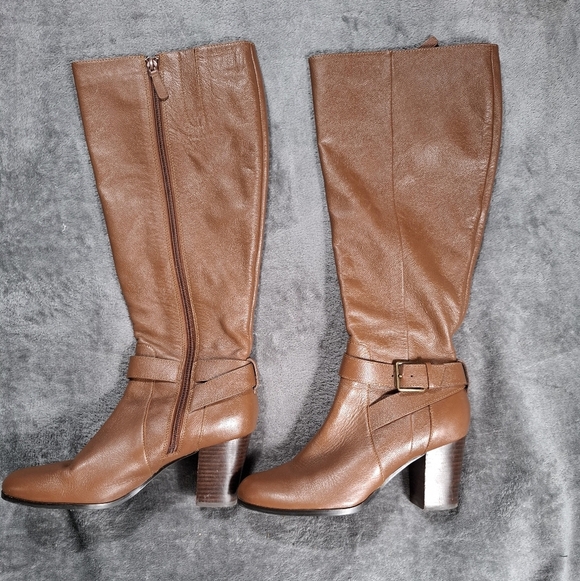 Cole Haan Shoes - Cole Haan 'Hinckley Boot II' Knee High Sequoia Heel Brown Leather Size 8M